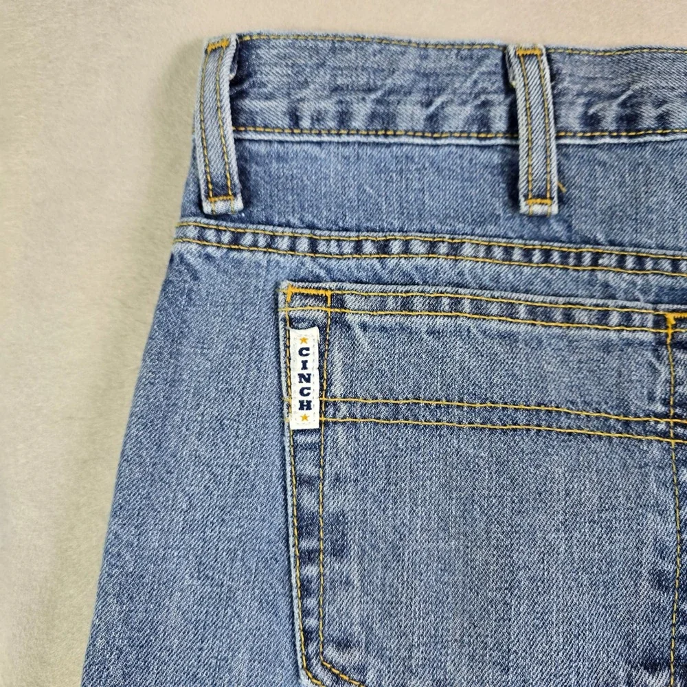 Cinch Straight Leg Jeans Mens 38x30 Blue Medium Wash Denim Cowboy Western Rodeo‎